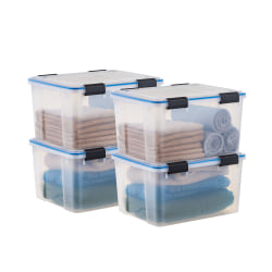 IRIS Plastic Storage Bins with Sealed Lids, 44-Quart, Clear, Total Qty 4