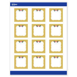 Avery® Printable Christmas Business Cards with Sure Feed® Technology, 2" x 2", Matte White With Metallic Gold Frame Holly Berries Design, Pack Of 120