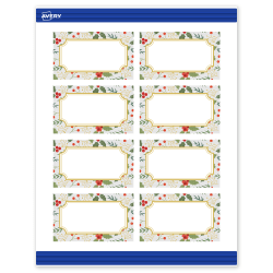 Avery® Printable Christmas Business Cards with Sure Feed® Technology, 2" x 3-1/2", Matte White With Blue Border Metallic Gold Frame Design, Pack Of 80