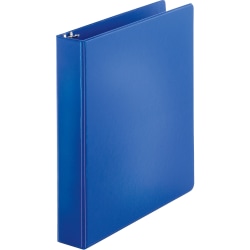 Business Source Basic 3-Ring Binder, 1 1/2" Round Rings, Dark Blue