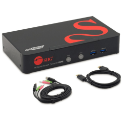 SIIG® 2 Port 4K 60Hz DisplayPort 1.2 KVM Switch With USB 3.0 Hub/Audio/Hotkey/Manual Switching