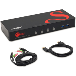 SIIG® 4 Port 4K 60HZ DisplayPort 1.2 KVM Switch With USB 3.0 Hub/Audio/Hotkey/Manual Switching