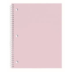 Just Basics® Poly Spiral Notebook, 8" x 10-1/2", 1 Subject, Wide Ruled, 70 Sheets, Light Pink