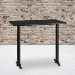 Flash Furniture Laminate Rectangular Table Top With Bar-Height Table Bases, 43-1/8"H x 30"W x 48"D, Black
