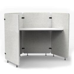 Luxor RECLAIM® Acoustic Work Pod, 4 Panel, 100% Recycled, 54-1/2"H x 73"W x 62-3/4"D, Light Gray/White