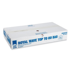 AmerCareRoyal® Wave Top To-Go Bags, 19" x 9-1/2" x 19", White/Red, Carton Of 500 Bags