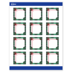 Avery® Printable Christmas Business Cards With Sure Feed® Technology, 2" x 2", Matte White/Metallic Silver & Green Plaid Border, 120-PK