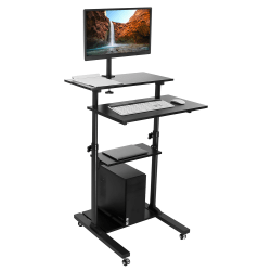 Mount-It! Mobile Computer Workstation With Monitor Mount, 54"H x 27-1/2"W x 26"D, Black