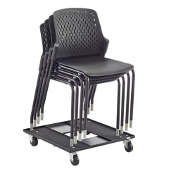 Safco® Next Plastic Seat, Plastic Back Stacking Chair, 18 1/2" Seat Width, Black Seat/Black Frame, Quantity: 4