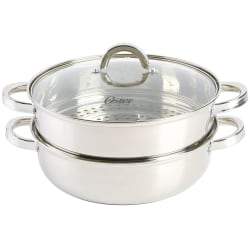 Oster Sangerfield 3-Piece Stainless Steel Everyday Pan With Steamer And Lid, 11", Silver
