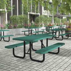 Flash Furniture Mantilla Outdoor Picnic Table, Steel Frame and Ground Anchors, 6', Green - SLFEML72H48LGN