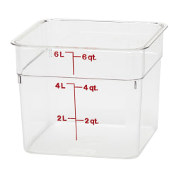Cambro Camwear 6-Quart CamSquare Storage Containers, Clear, Set Of 6 Containers
