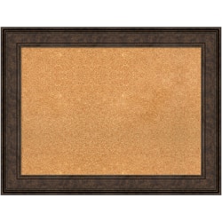 Amanti Art Non-Magnetic Cork Bulletin Board, 34" x 26", Natural, Ridge Bronze Plastic Frame