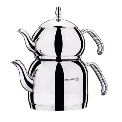 Korkmaz Efendi Stainless Steel Tea Pot And Kettle Set, Silver