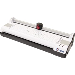 United LT13 6-In-1 Thermal & Cold Laminator With Paper Trimmer And Corner Rounder, 13"W, White/Black