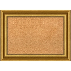 Amanti Art Non-Magnetic Cork Bulletin Board, 30" x 22", Natural, Parlor Gold Plastic Frame