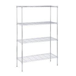 Honey Can Do 4-Tier Adjustable Shelving Unit, 72"H x 18"W x 48"D, Chrome