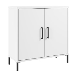 Bush Furniture Essence 29"W Low Storage Cabinet With Doors, White, Standard Delivery