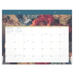 Cambridge® Midnight Garden 2026 Monthly Desk Pad Calendar, Standard, 21 3/4" x 17"