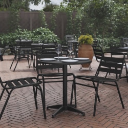 Flash Furniture Round Metal Indoor/Outdoor Furniture Table, 27-1/2"H x 27-1/2"W x 27-1/2"D, Gray/Black