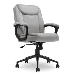 Click365 Transform 1.0 Ergonomic Faux Leather Mid-Back Manager Office Chair, Gray/Black