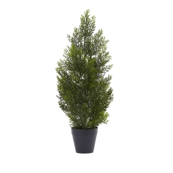 Nearly Natural Cedar Pine 24"H Mini Indoor/Outdoor Tree With Pot, 24"H x 13"W x 11"D, Green
