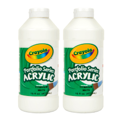 Crayola Portfolio Series Acrylic Paint, 16 oz., White, Pack Of 2