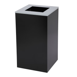 Alpine Industries Stainless Steel Open Top Trash Can With Lid, 29 Gal, 30"H x 16-15/16"W x 16-15/16"D, Black