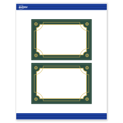 Avery® Printable Christmas Postcards with Sure Feed® Technology, 4" x 6", Matte White With Green & Metallic Gold Border Design, Pack Of 20