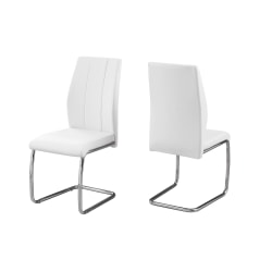 Monarch Specialties Sebastian Dining Chairs, White/Chrome, Set Of 2 Chairs