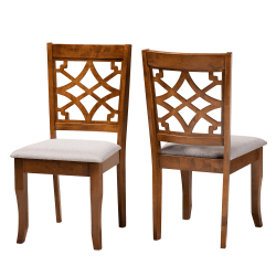 Baxton Studio Mael Dining Chairs, Gray/Walnut Brown, Set Of 2 Chairs