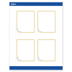Avery® Print-To-The-Edge Labels With Sure Feed® Technology, S00-DMQ-PRWMP10, Rectangle, 4" x 3-1/3", Matte White, Preprinted Double Gold Border with Florals Design, Pack Of 40