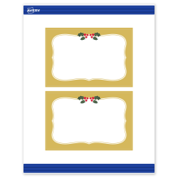 Avery® Printable Christmas Postcards with Sure Feed® Technology, 4" x 6", Matte White With Metallic Gold Frame Holly Berries Design, Pack Of 20