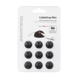 Bluelounge CableDrop Mini Multipurpose Cable Clips, Black, Pack Of 9 Clips, BLUCDM