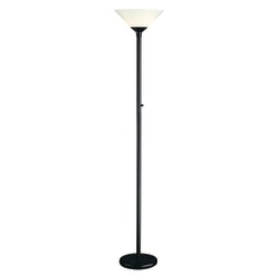 Adesso® Aries 300W Torchiere Floor Lamp, 73"H, White Shade/Black Base