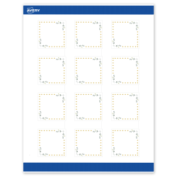 Avery® Print-To-The-Edge Labels With Sure Feed® Technology, S00-DN5-PRWMP10, Square, 2" x 2", Matte White, Preprinted Green Florals with Gold Dots Design, Pack Of 120
