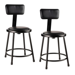 National Public Seating 6400 Series Vinyl-Padded Science Stools With Backrests, 18"H Seat, Black, Pack Of 2 Stools