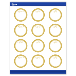 Avery® Printable Christmas Business Cards with Sure Feed® Technology, 2", Matte White With Metallic Gold Hanging Ornaments Design, Pack Of 120