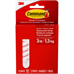 Command Medium Foam Strips, 12 White Adhesive Strips, Damage Free Hanging Picture Hangers, No Tools Wall Hanging Strips For Living Spaces