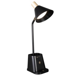 OttLite® Wellness Series Merge LED Desk Lamp With Wireless Charging, 18-1/4"H, Black Shade/Black Base