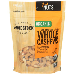 Woodstock Foods Organic Dry Roasted And Salted Whole Cashews, 7 Oz, Total Qty 8