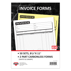 COSCO Invoice Form Book With Slip, 2-Part Carbonless, 8-1/2" x 11", Business, Book Of 50 Sets