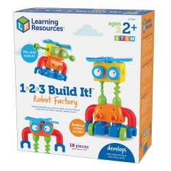 Learning Resources 1-2-3 Build It! Robot Factory, 18 Pieces