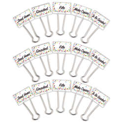 Teacher Created Resources Confetti Large Binder Clips, Management, 5 Per Pack, Set Of 3 Packs