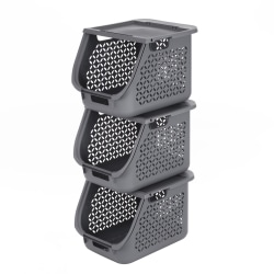 IRIS Stacking Laundry Baskets, 47-Liter, Gray, Total Qty 3