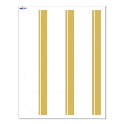 Avery® Print-To-The-Edge Labels With Sure Feed® Technology, S00-D21-PRWMP10, Round, 2", Matte White, Preprinted Double Dipped Gold Edge Design, Pack Of 120