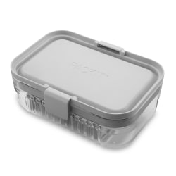PackIt Mod Lunch Bento Food Storage Container, 2-3/4"H x 5"W x 7-1/4"D, Clear/Steel Gray