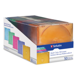 Verbatim CD and DVD Slim Jewel Cases Multi-Color 50 PK