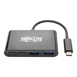 Tripp Lite USB 3.1 Gen 1 USB C Portable Hub with 2 USB Type C Ports and 2 USB-A Ports, Thunderbolt 3 Compatible, USB-C, USB Type-C - Hub - 2 x SuperSpeed USB 3.0 + 2 x USB-C - desktop