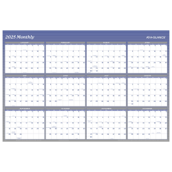 2025 AT-A-GLANCE® Vertical/Horizontal Reversible Yearly Wall Calendar, 48" x 32", Blue, January To December